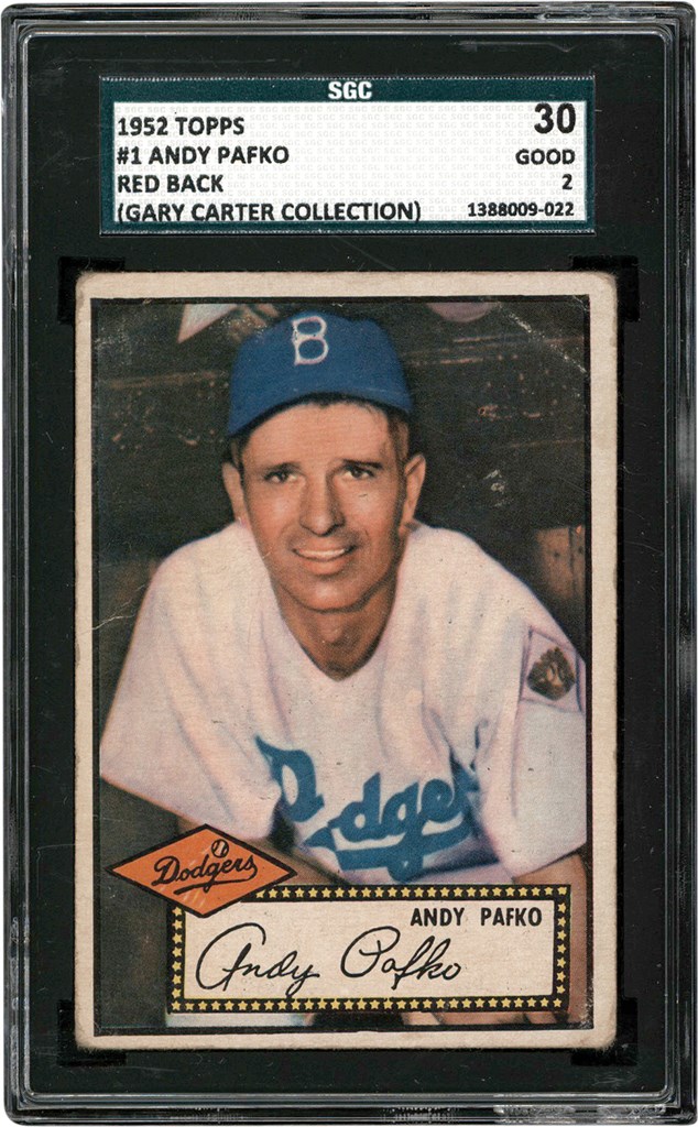 Baseball and Trading Cards - 1952 Topps #1 Andy Pafko Rookie Card SGC GD 2 (Gary Carter Collection)