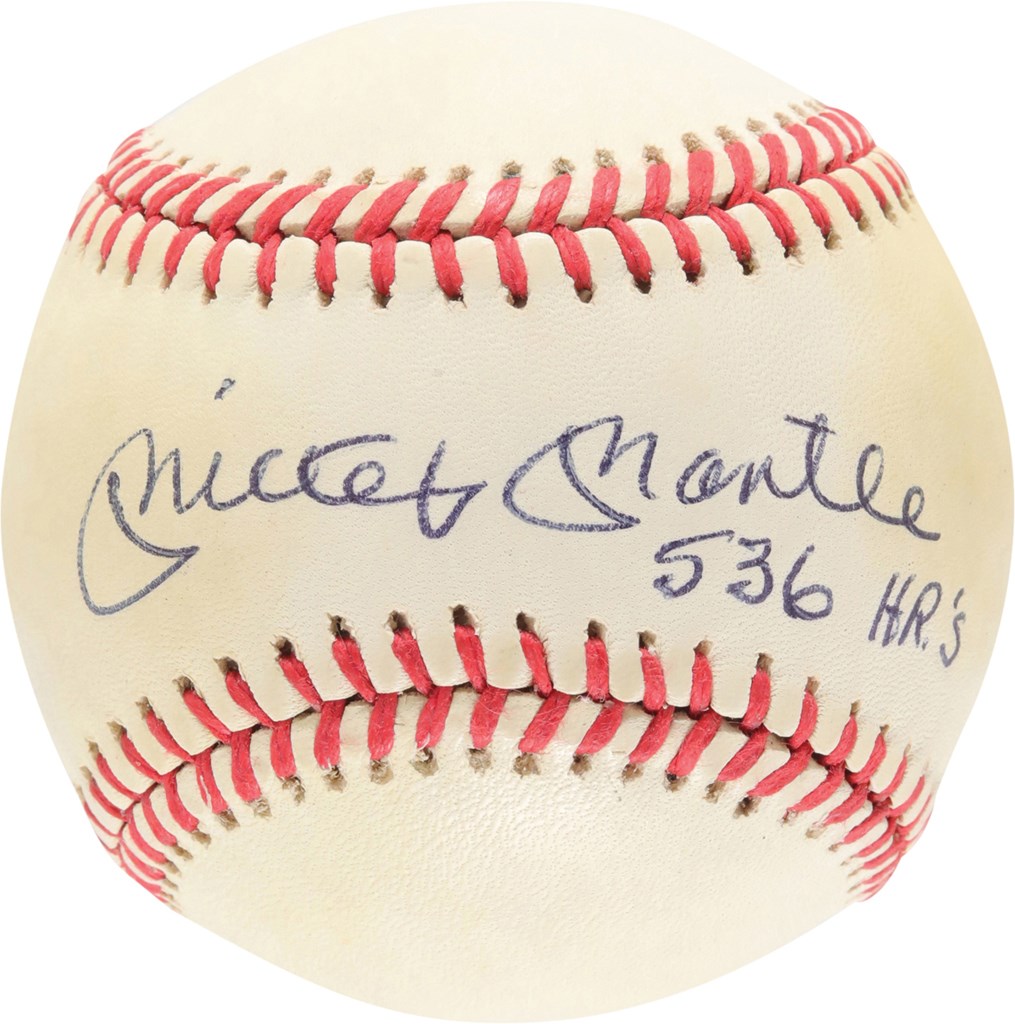 Baseball Autographs - Mickey Mantle "536 HR's" Single Signed Baseball (JSA)