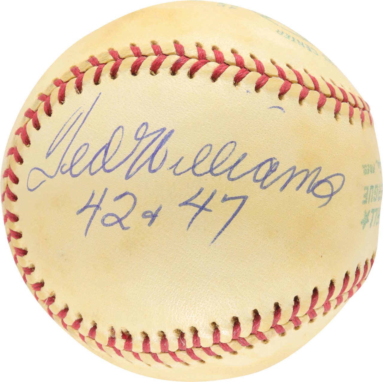 Baseball Autographs - Ted Williams Triple Crown "42 & 47" Single Signed Baseball (JSA)