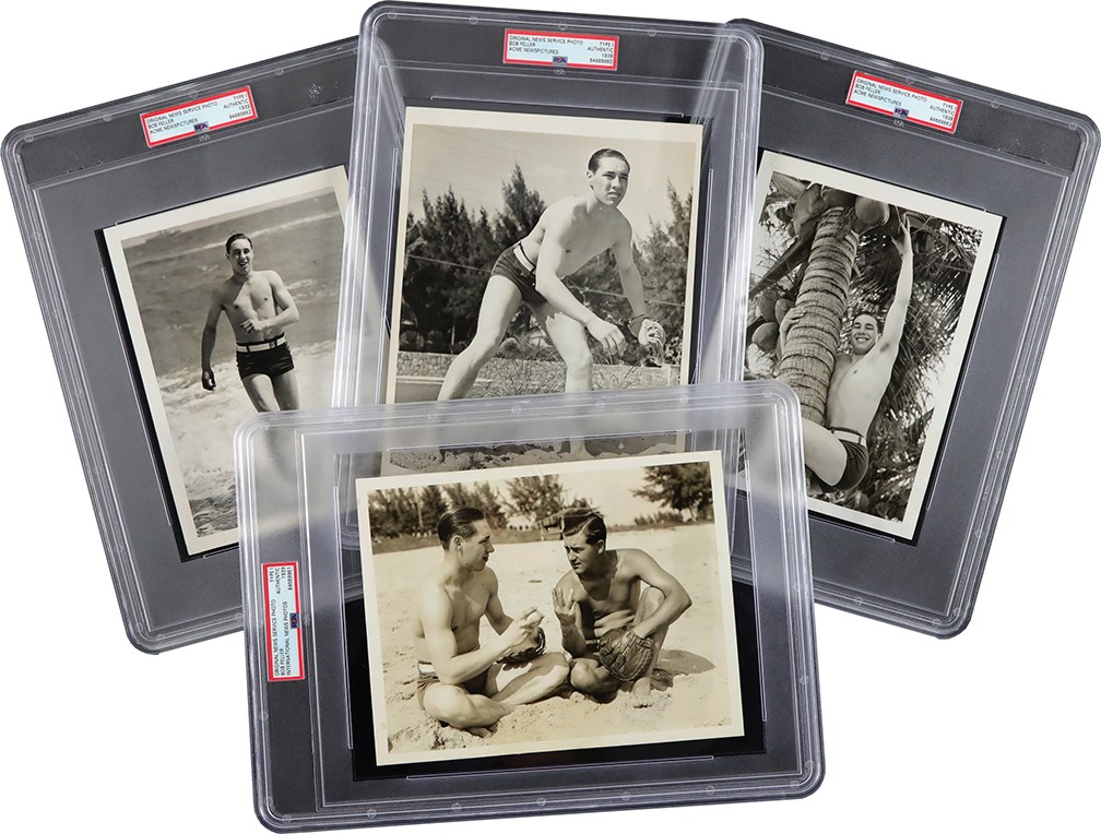 Vintage Sports Photographs - 1938 Bob Feller at the Beach Original Photographs (All Type I PSA)