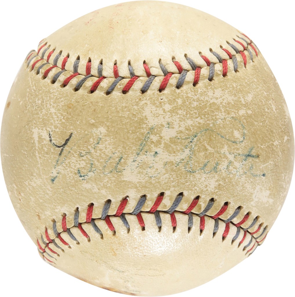 - 1927 Babe Ruth & Jack Dempsey Dual Signed Official Ban Johnson Baseball (PSA)