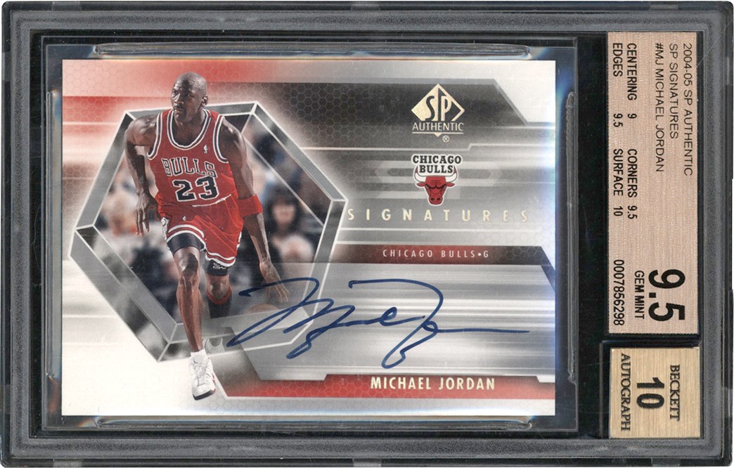 Modern Sports Cards - 004-2005 SP Authentic Basketball Signatures #MJ Michael Jordan Autograph Card BGS GEM MINT 9.5 Auto 10