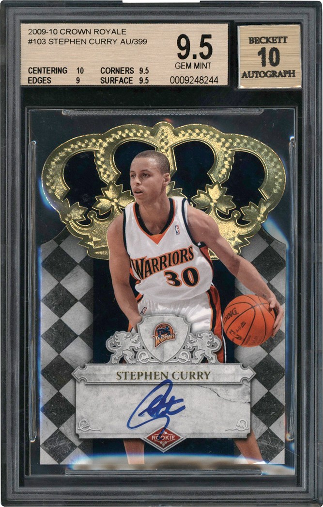 Modern Sports Cards - 009-2010 Panini Crown Royale #103 Stephen Curry Rookie Autograph Card #62/399 BGS GEM MINT 9.5 Auto 10