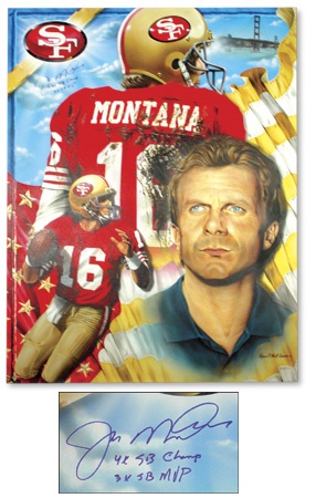 Football - Joe Montana Signed Original Artwork (36x48”)