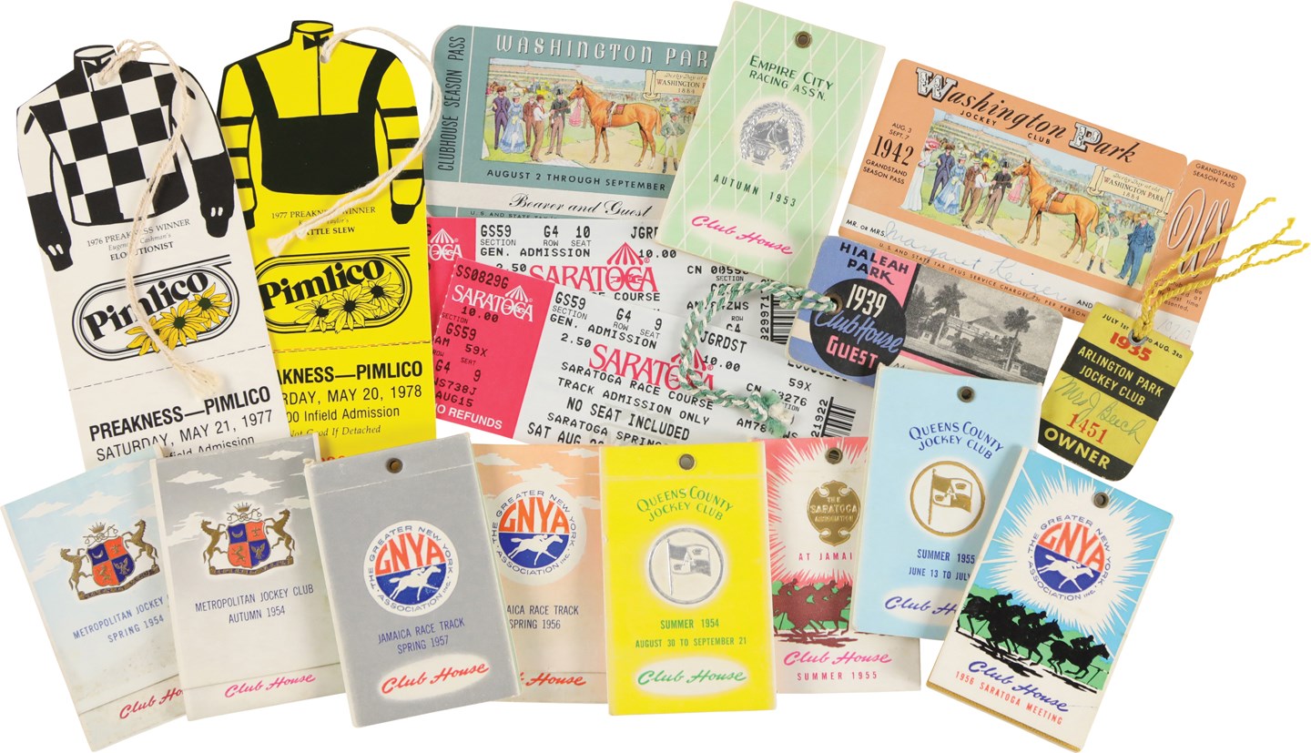 Horse Racing - Admission Booklets from Major NY Thoroughbred Racing Organizations with Unused Day Passes w/Triple Crown Winners (240+)