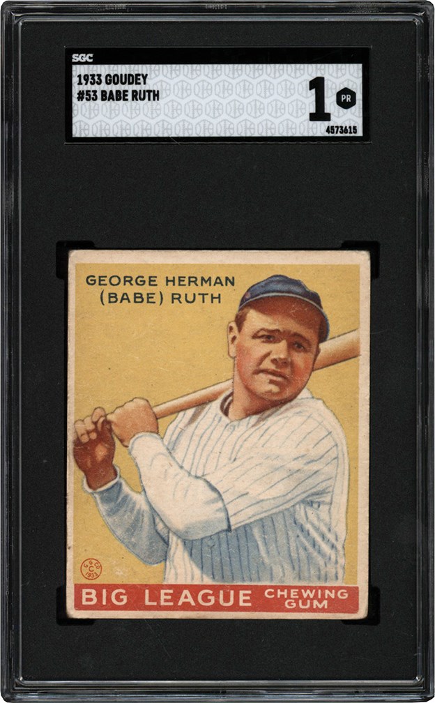 Baseball and Trading Cards - 1933 Goudey #53 Babe Ruth SGC PR 1