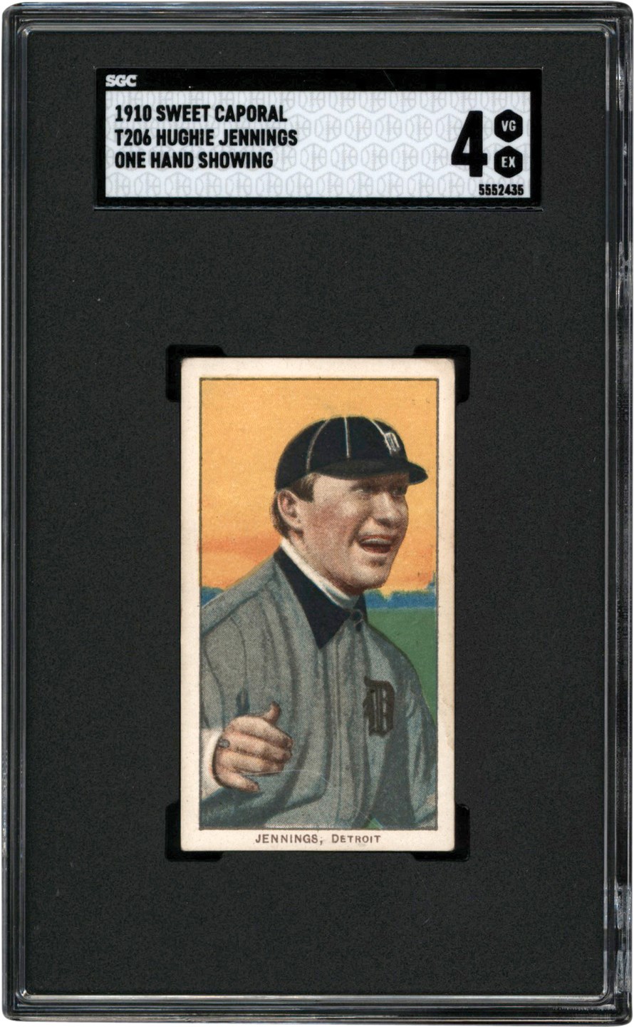 Baseball and Trading Cards - 1909-1911 T206 Hughie Jennings One Hand Showing  SGC VG-EX 4