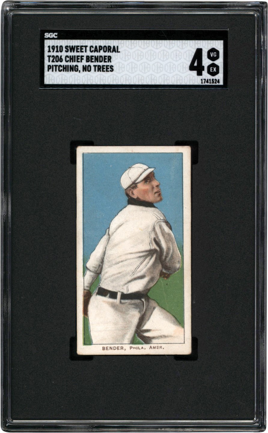 - 1909-1911 T206 Chief Bender Pitching No Trees SGC VG-EX 4