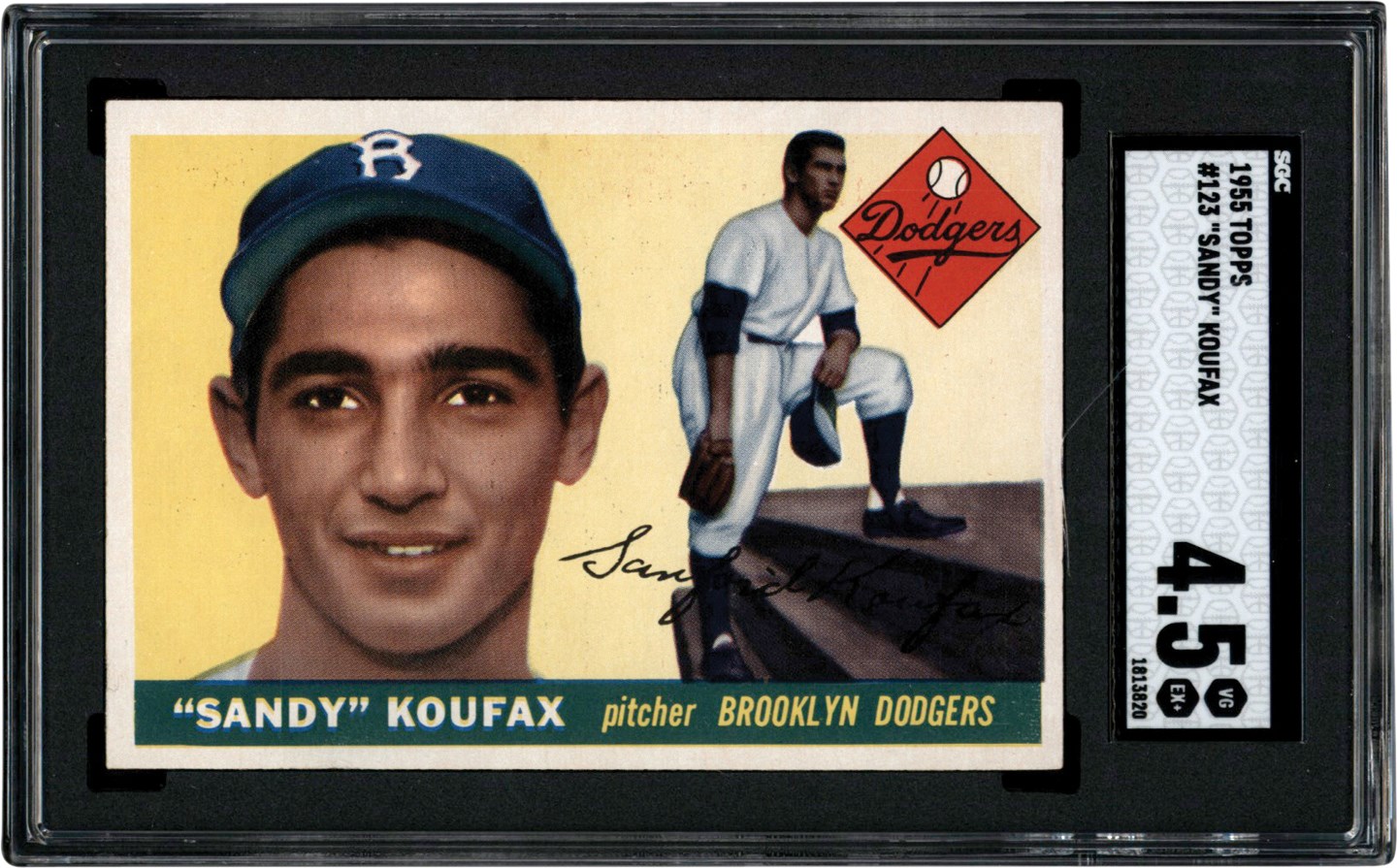 - 1955 Topps Baseball #123 Sandy Koufax Rookie Card SGC VG-EX+ 4.5