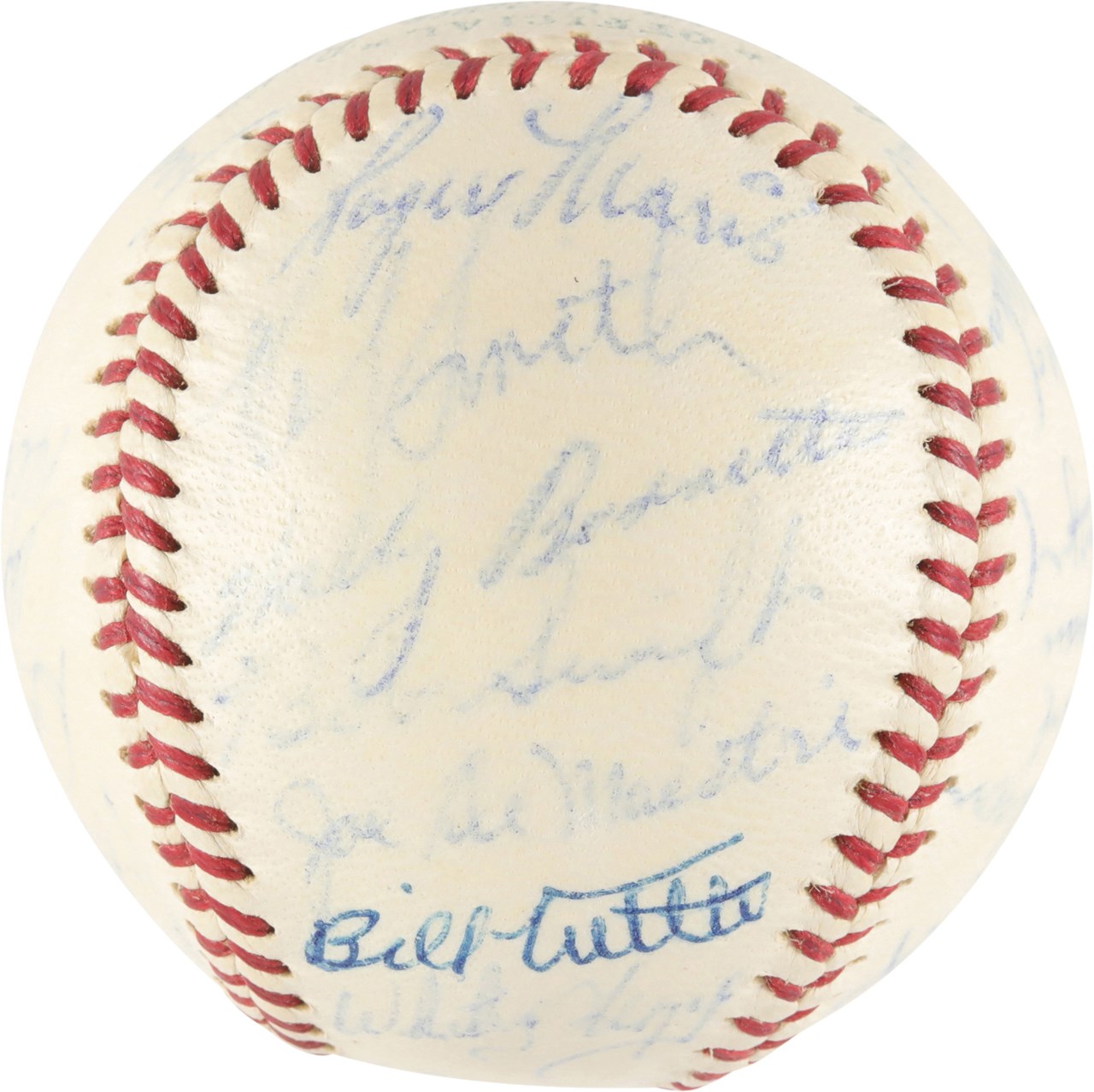 Baseball Autographs - 1958 Kansas City A's Team Signed Ball w/ Maris PSA NM 7