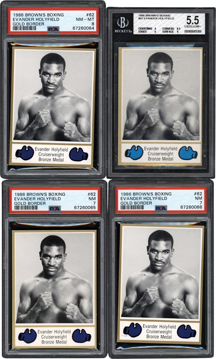 - 1985-2002 Brown's Boxing Card Collection w/(5) Evander Holyfield Rookie Cards
