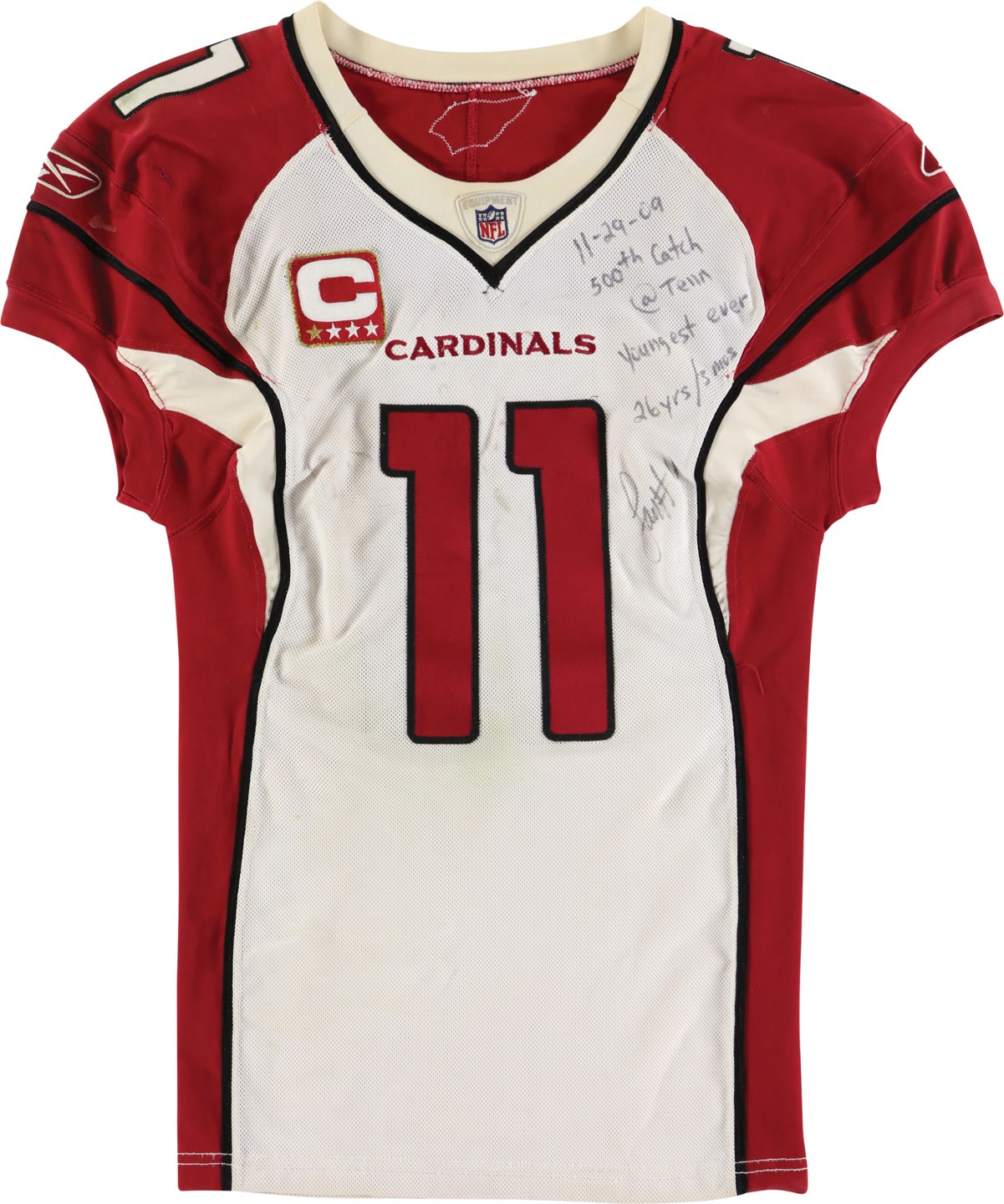 - Historic 2009 Larry Fitzgerald Youngest to 500 Catches Arizona Cardinals Signed Game Worn Uniform (Photo-Matched to Every Home Game!) (PSA)