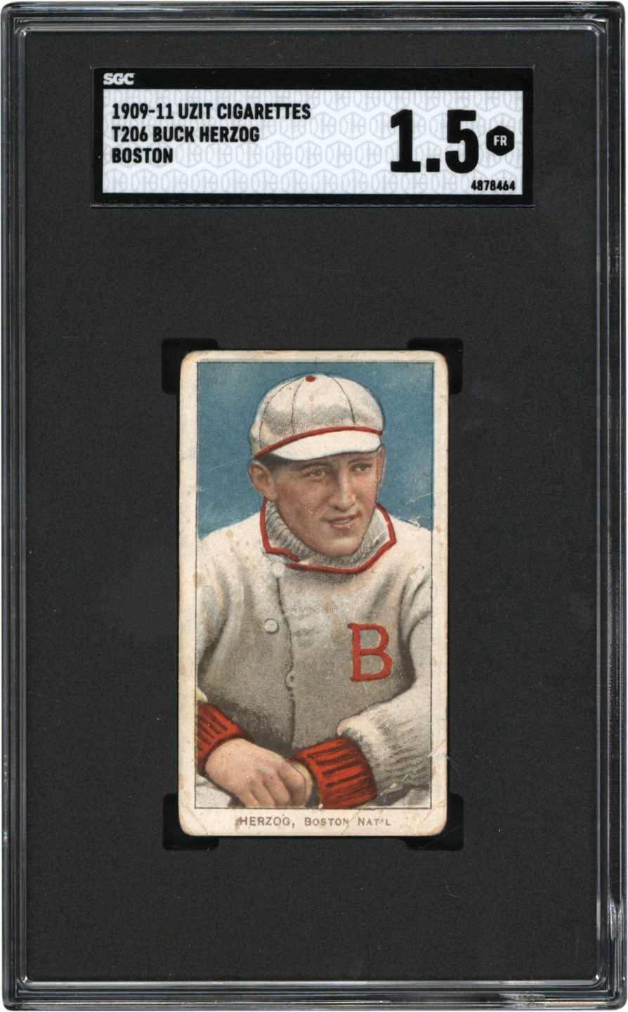 Baseball and Trading Cards - 1909-1911 T206 Buck Herzog Uzit Back  SGC FR 1.5