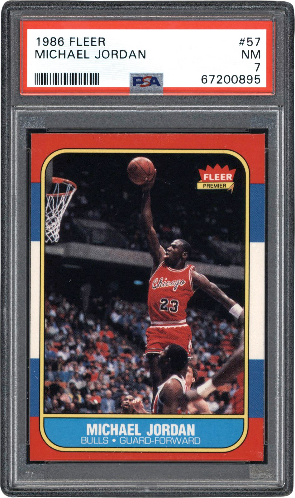 Basketball Cards - 1986-1987 Fleer Basketball #57 Michael Jordan Rookie Card PSA NM 7