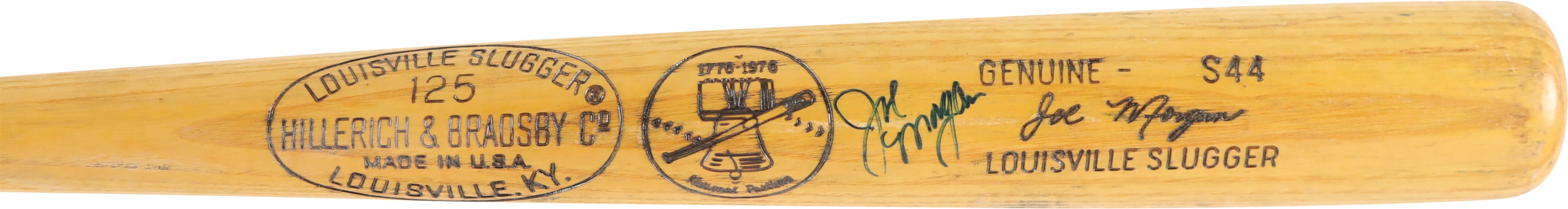 - 1976 Joe Morgan Cincinnati Reds Bicentennial Signed Game Used Bat (PSA GU 9)