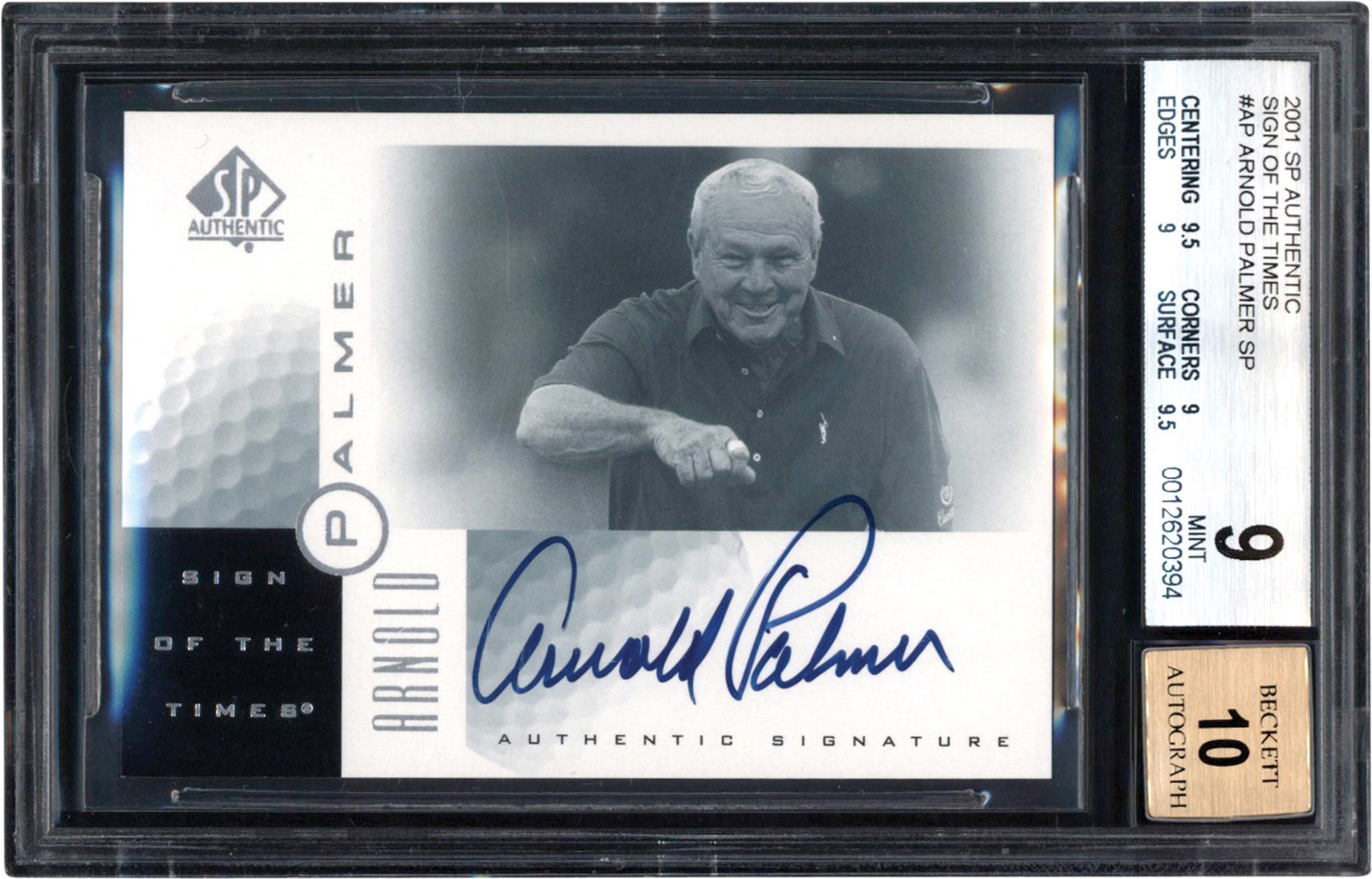 - 2001 SP Authentic Golf Sign of the Times #AP Arnold Palmer Card BGS MINT 9 Auto 10