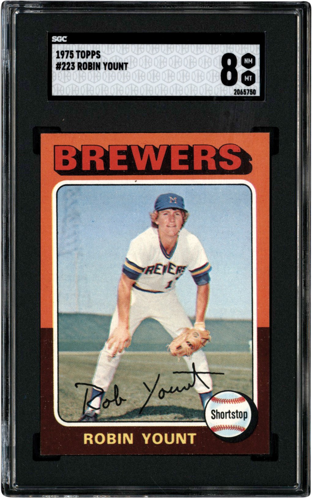 - 1975 Topps Baseball Robin Yount Rookie Card SGC NM-MT 8