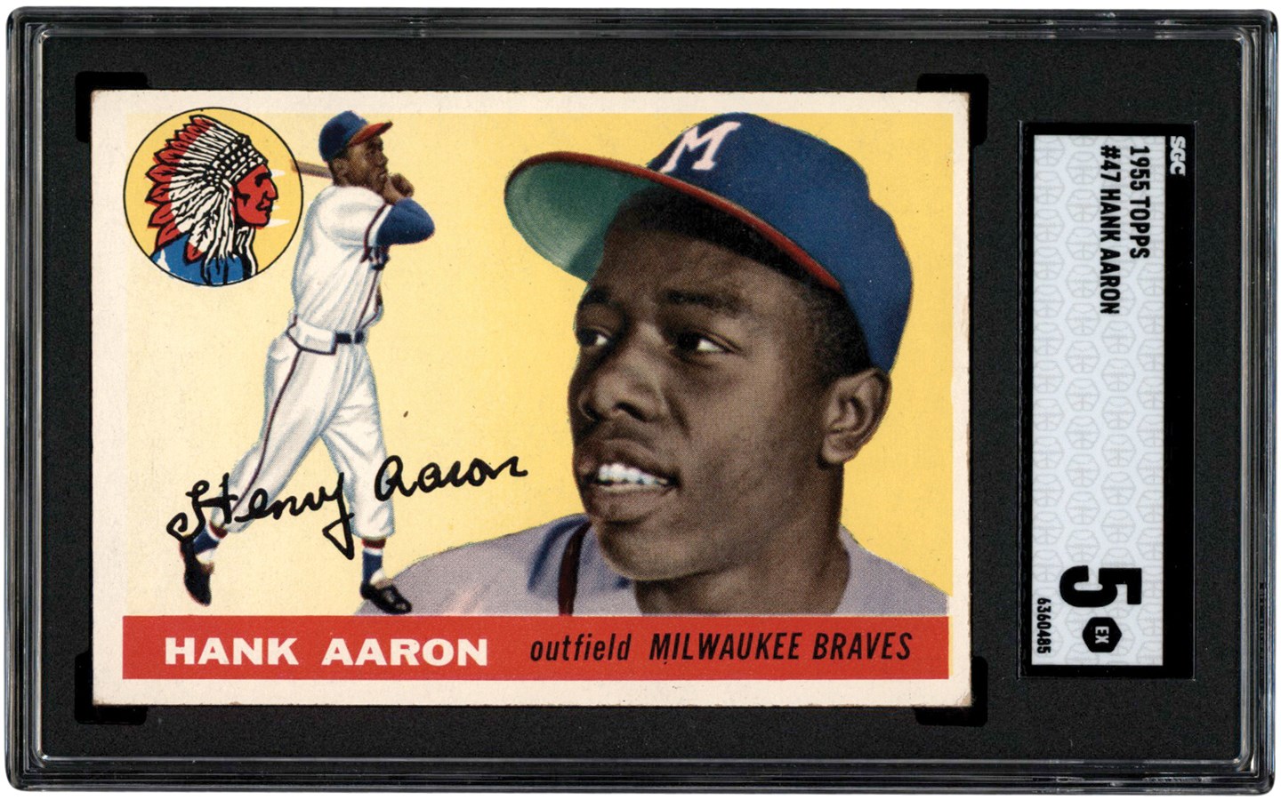 - 1955 Topps Baseball #47 Hank Aaron Card SGC EX 5