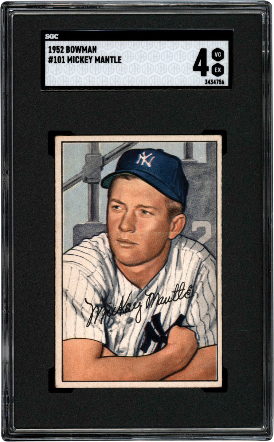 - 1952 Bowman Baseball #101 Mickey Mantle Card SGC VG-EX 4