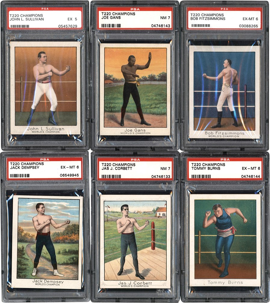 - 1910 T220 Mecca Prize Fighters Boxing Complete Set w/Many Extras (244 Total) All PSA/SGC