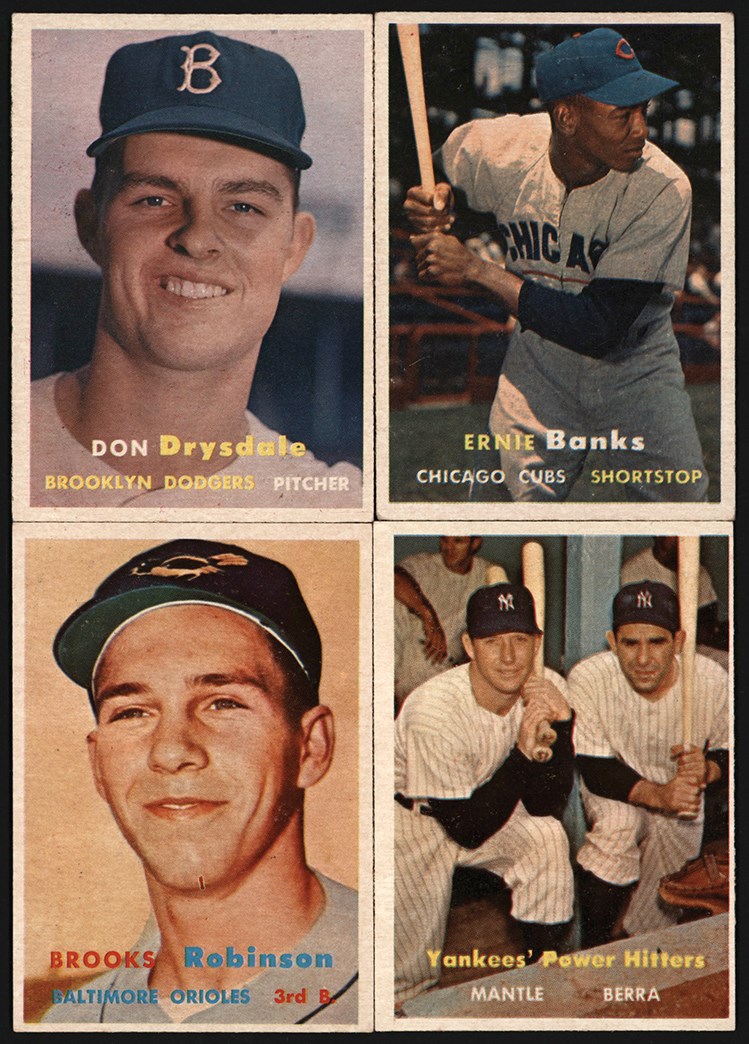 - 1957 Topps Baseball Near-Complete Set w/Duplicates (362/407)