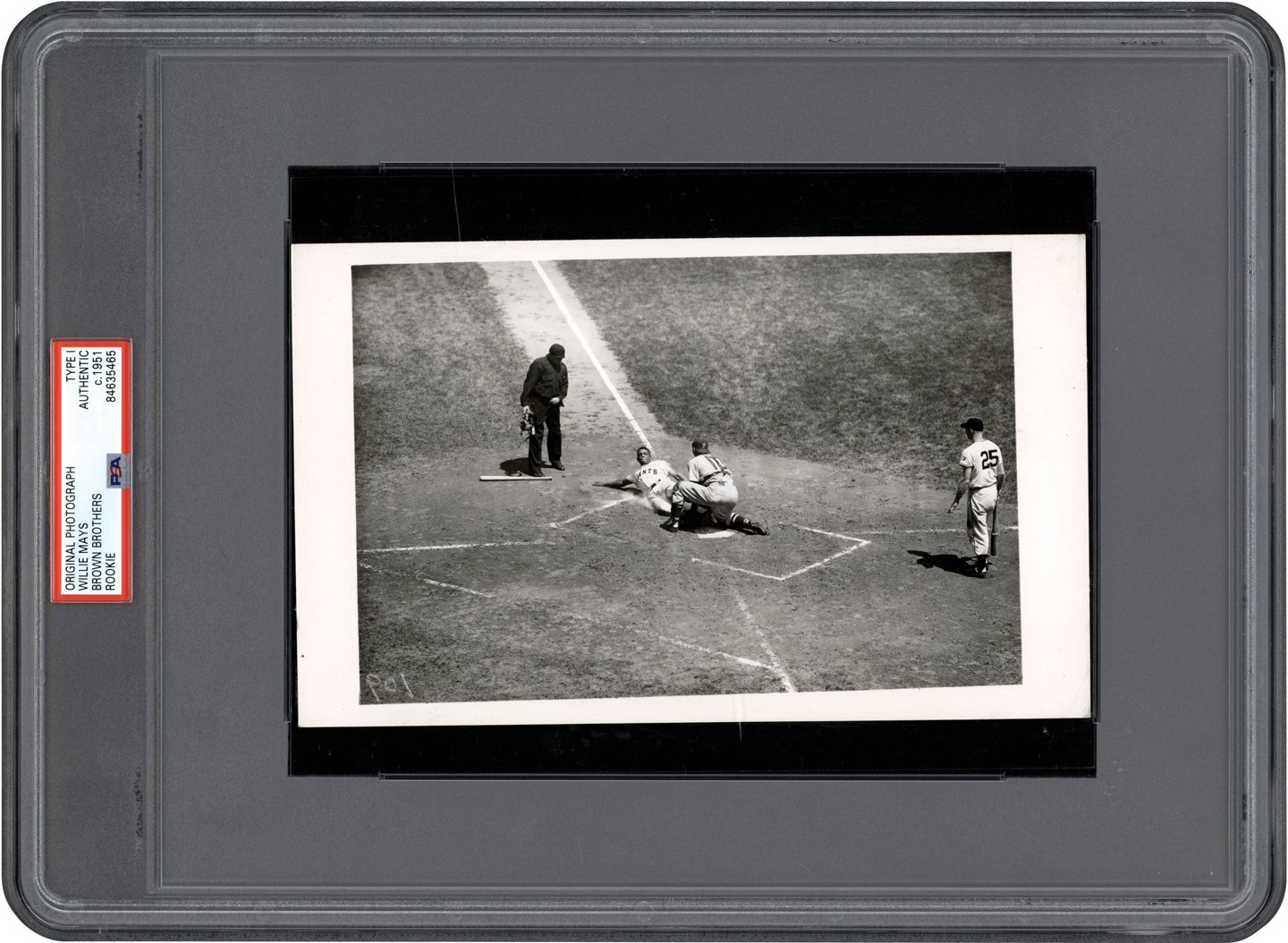 - 1951 Willie Mays Rookie Photograph - Sliding Into Home (PSA Type I)