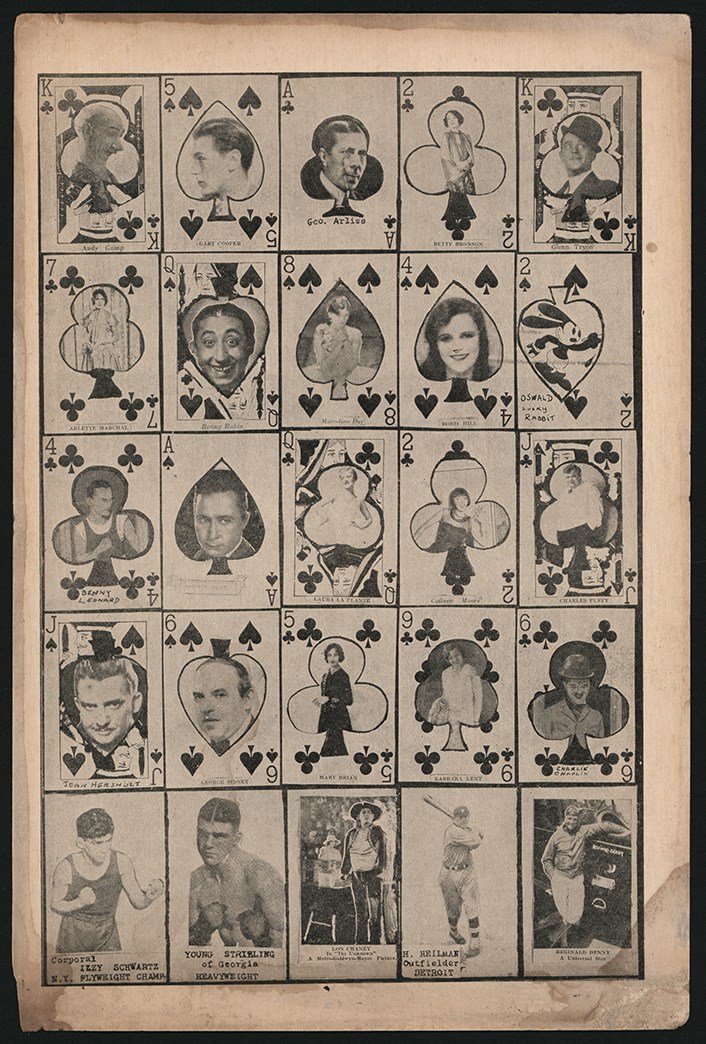 - 1928 W565 Uncut Sheet of 25 Cards w/Heilman