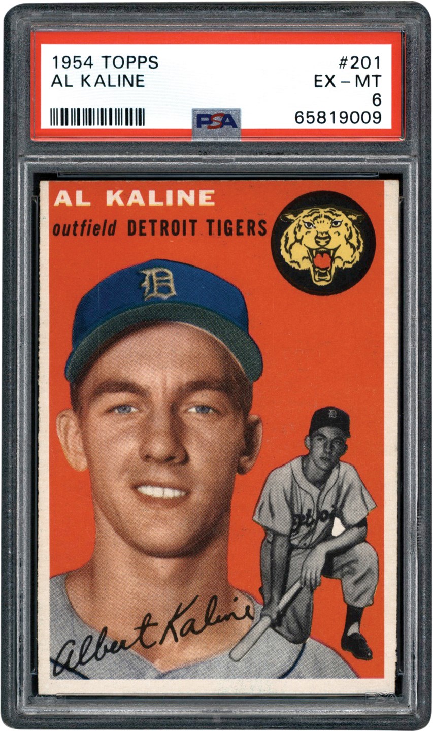 - 1954 Topps Baseball #201 Al Kaline Rookie Card PSA EX-MT 6