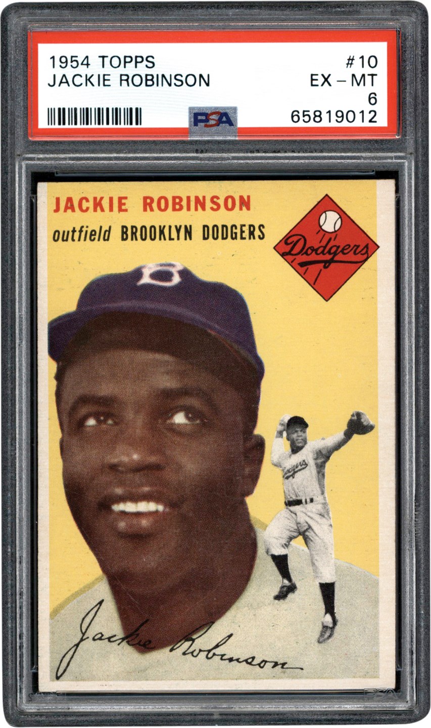 - 1954 Topps Baseball #10 Jackie Robinson Card PSA EX-MT 6