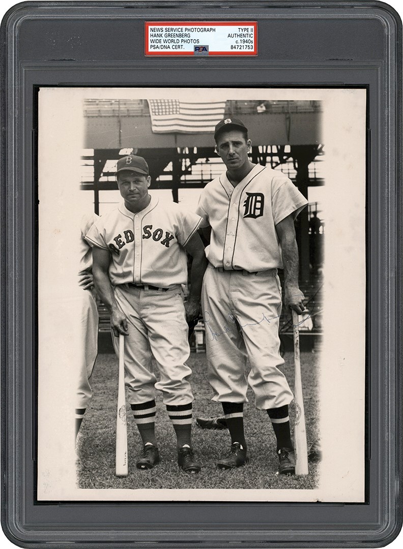 - 1940s Hank Greenberg & Jimmy Foxx Photo Signed By Greenberg (PSA Type II)