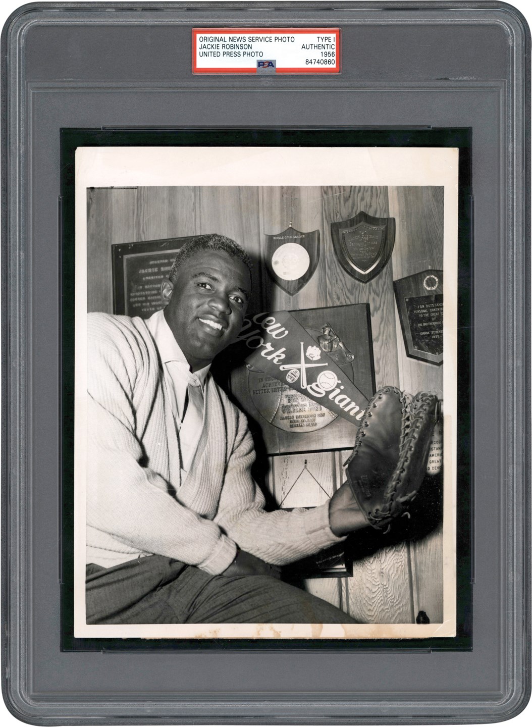 - 1956 Jackie Robinson with Trophies Photograph (PSA Type I)