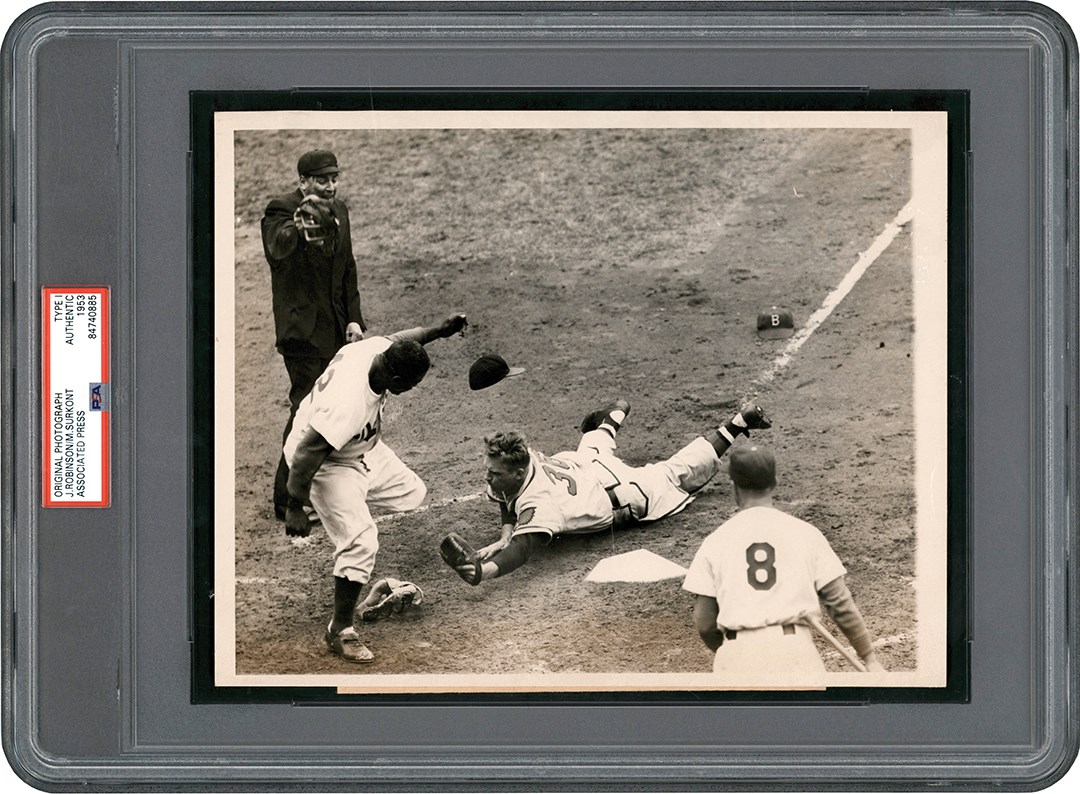 - 1953 Jackie Robinson Avoids the Tag at the Plate (PSA Type I)