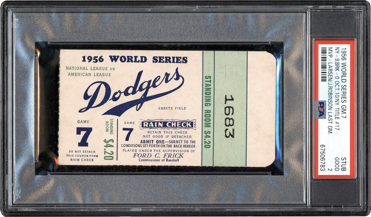 - 1956 World Series Ticket Stub Game 7 - Jackie Robinson's Final Game PSA GD 2