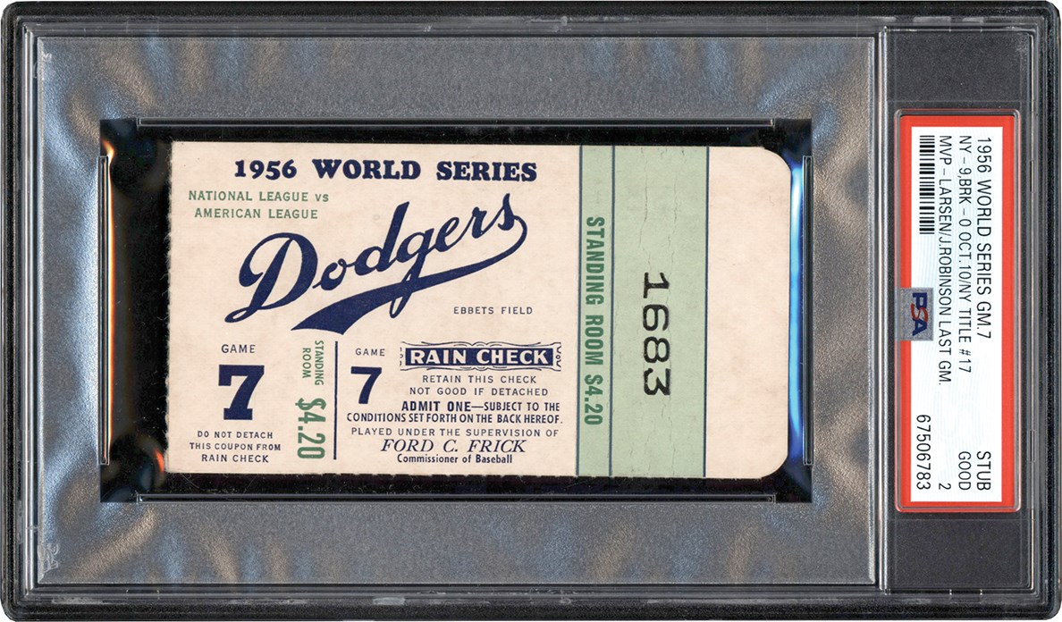 1956 World Series Ticket Stub Game 7 - Jackie Robinson's Final Game PSA GD 2