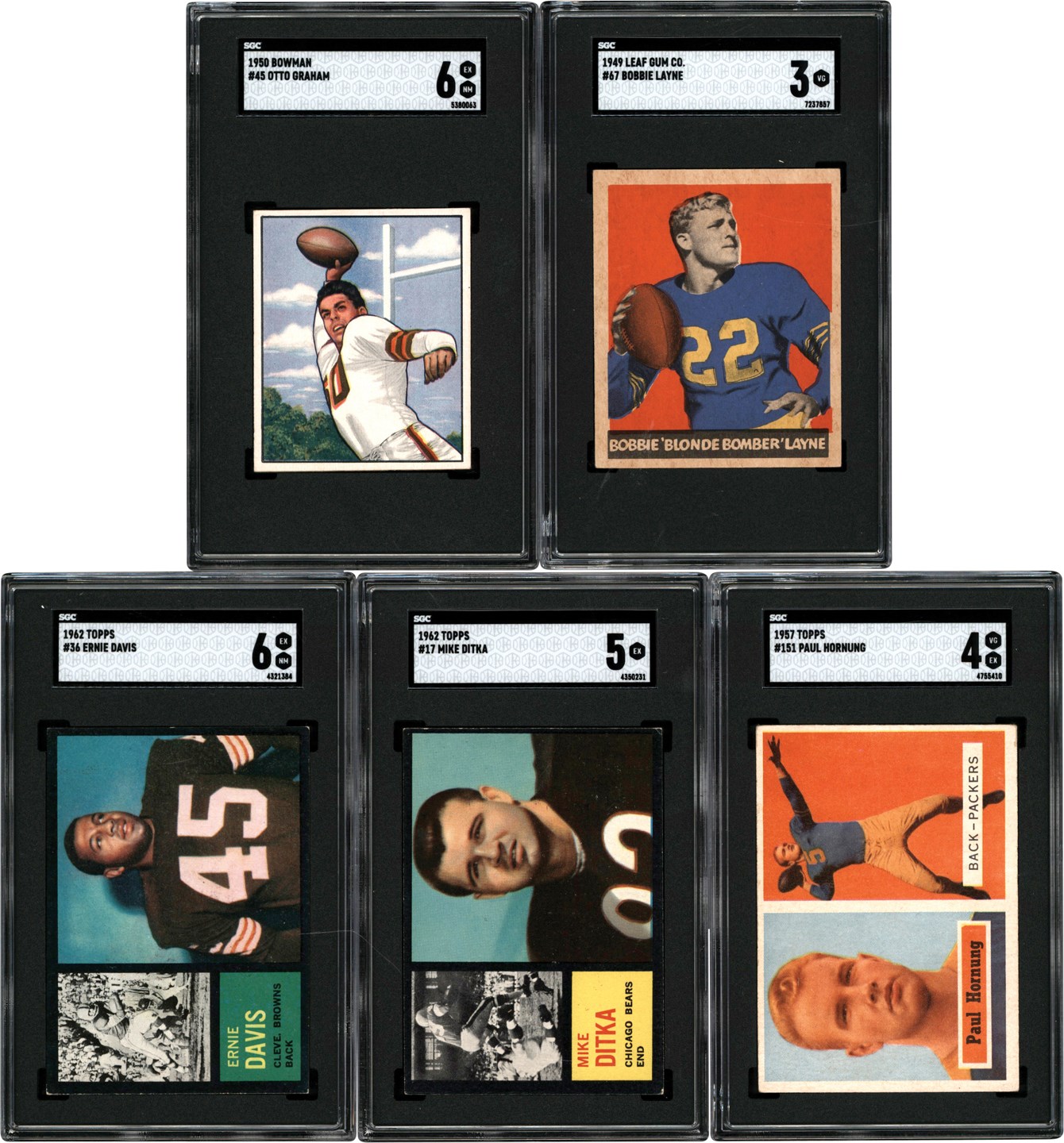 - 1949-1962 Football Legends SGC Collection (5) w/Otto Graham Rookie Card