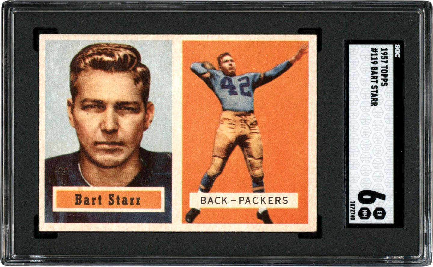- 1957 Topps #119 Bart Starr Rookie Card SGC EX-MT 6