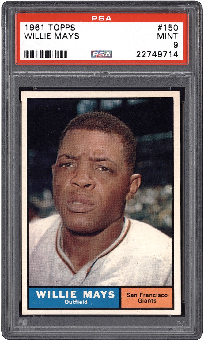 Baseball and Trading Cards - 961 Topps #150 Willie Mays PSA MINT 9
