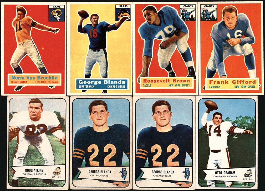 - 1953-1956 Topps & Bowman Football Complete and Near-Complete Set Trio