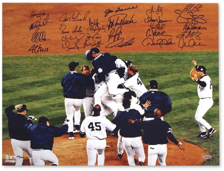 1999 New York Yankees Team Signed World Series Game 4 Photograph (16x20”)