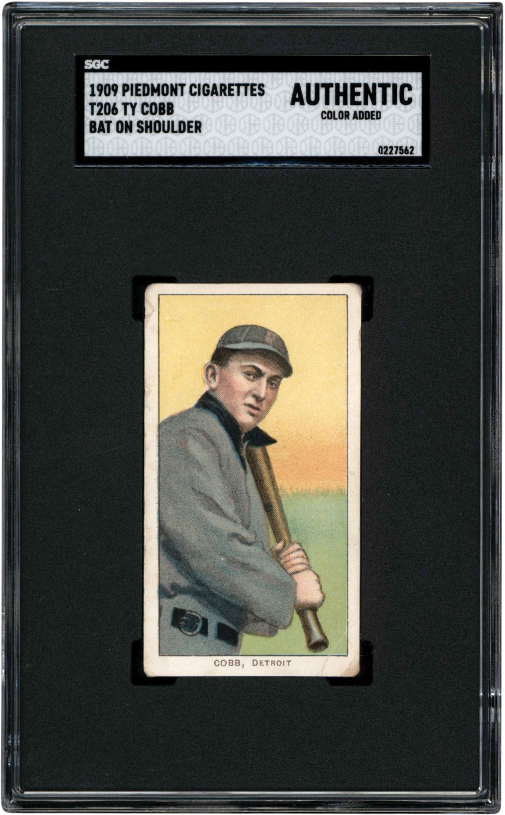 - 909-1911 T206 Ty Cobb-Bat on Shoulder Piedmont 150 Back Card SGC Authentic