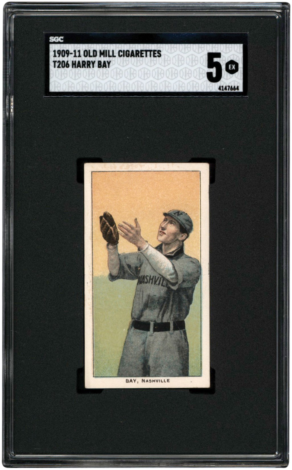 - 909-1911 T206 Harry Bay Old Mill  SGC EX 5 Southern Leaguer
