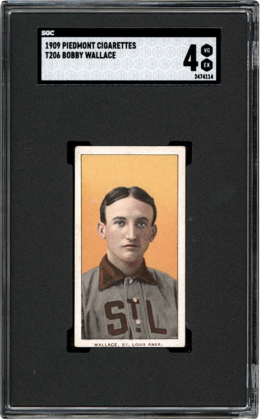 - 909-1911 T206 Bobby Wallace Piedmont 150 Back Card SGC VG-EX 4