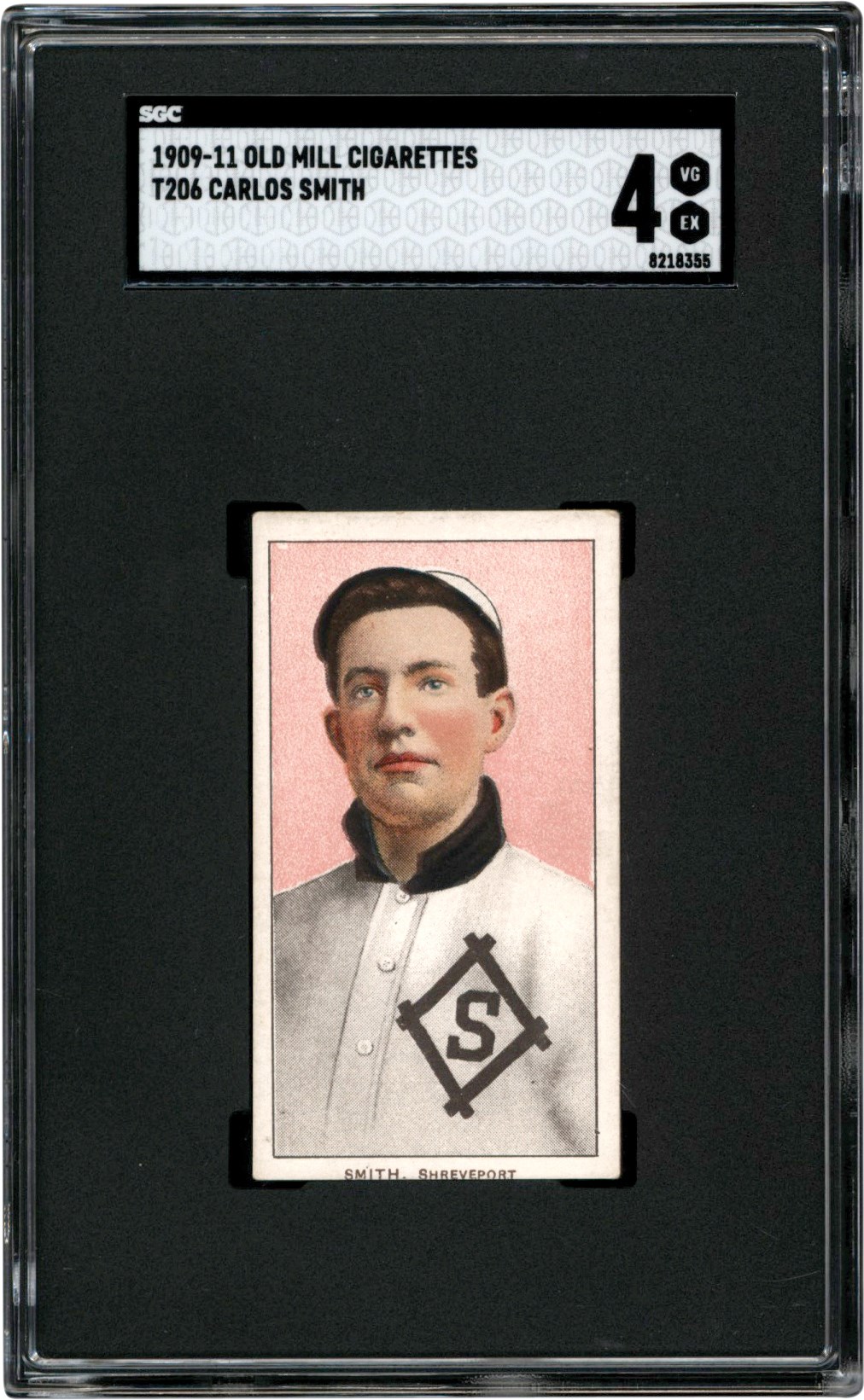 - 909-1911 T206 Carlos Smith Old Mill Back Card SGC VG-EX 4 Southern Leaguer