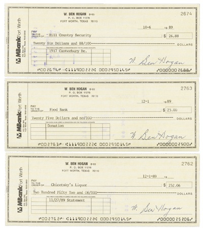 Golf - Ben Hogan Signed Checks (10)