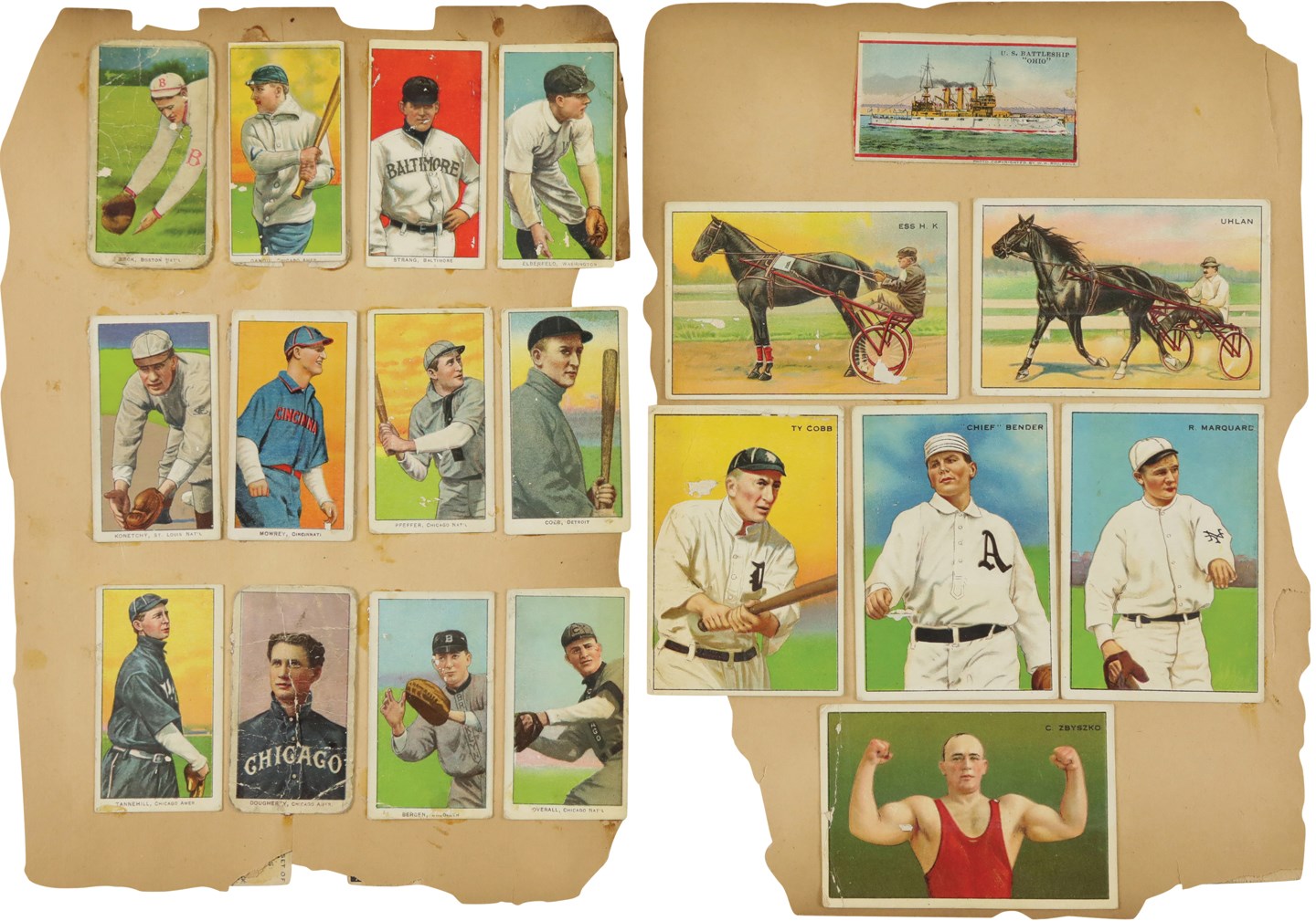 - Early 20th Century Scapbook Pages w/Tobacco Cards Featuring T206 & T227 Ty Cobbs