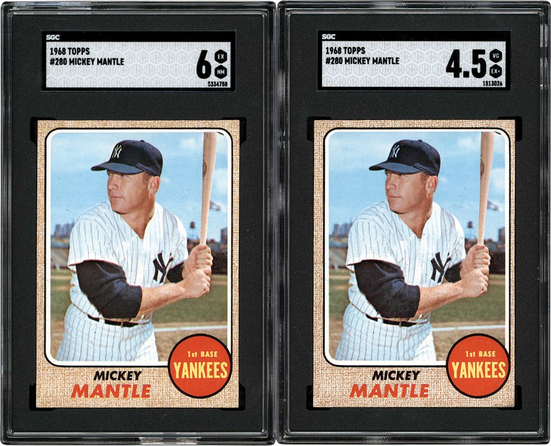 - 1968 Topps Baseball #280 Mickey Mantle Card Pair (2)