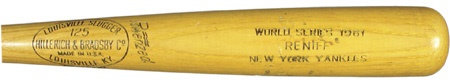 Bats - 1961 Hal Reniff Game Used World Series Bat (35”)
