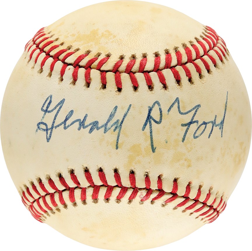 Rock And Pop Culture - Single Signed Gerald R Ford Signed Baseball (JSA)