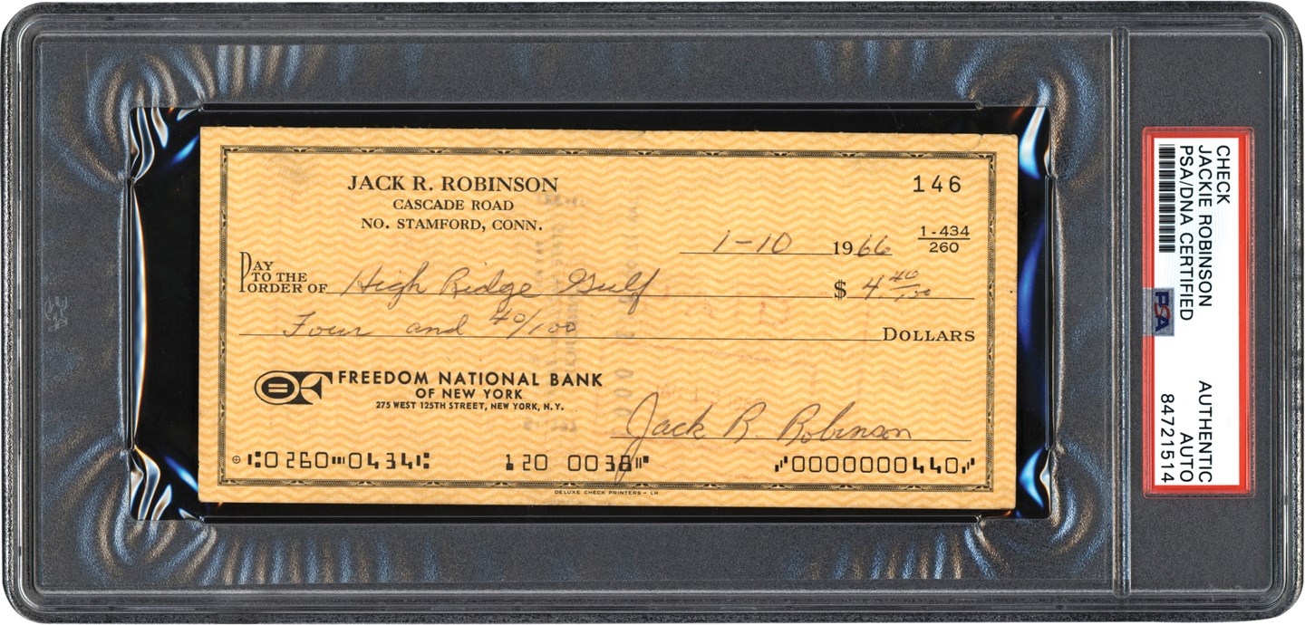- 1966 Jackie Robinson Signed Check PSA