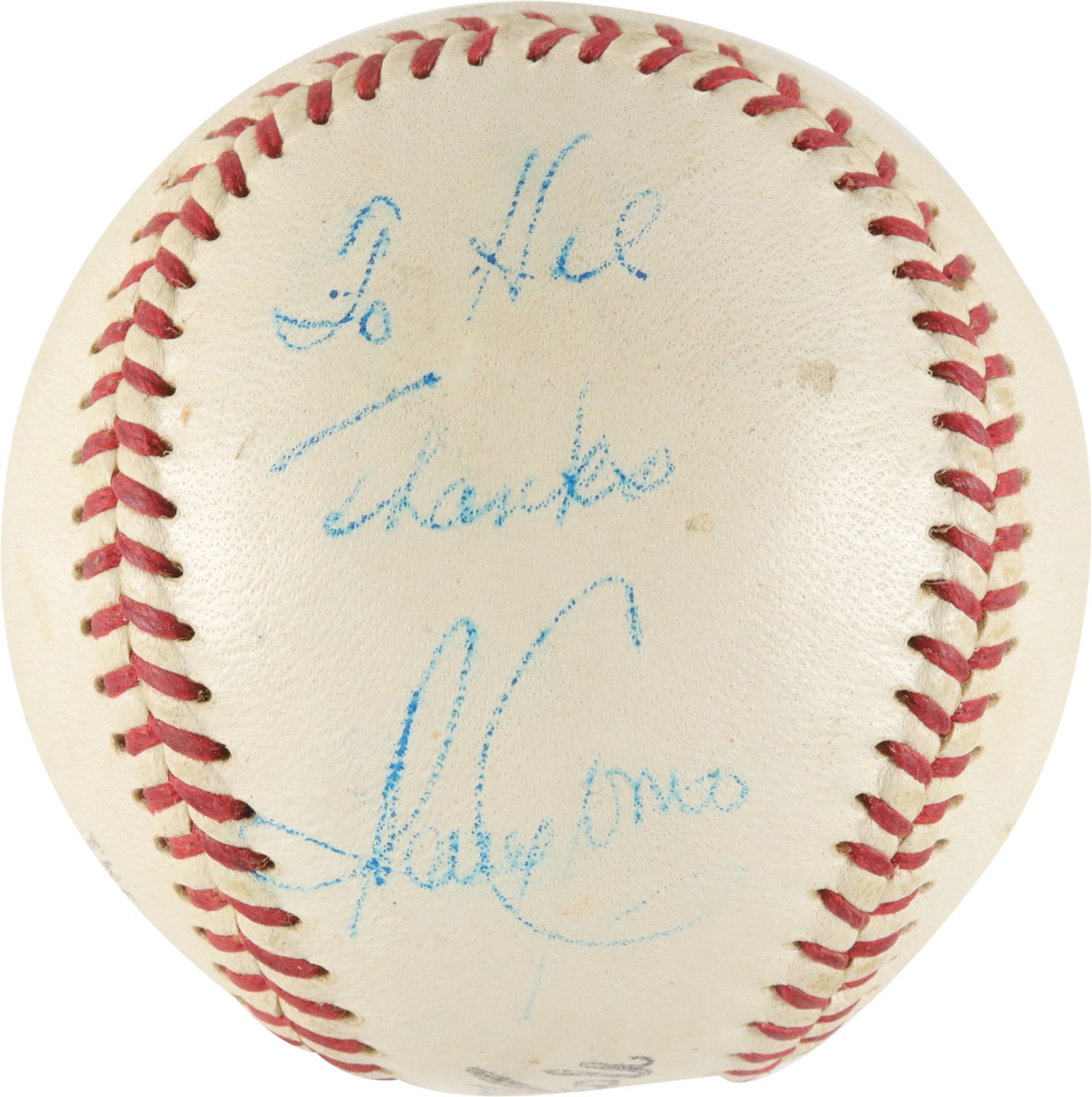 - Perry Como Single-Signed Baseball to Umpire Hal Dixon (Dixon Collection) (PSA)